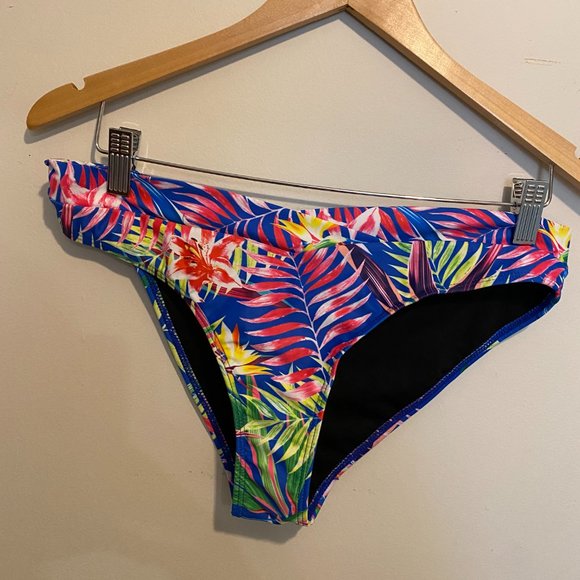 Floral "Tankini" Swimsuit, size 14, Multi Colored Palm trees on Blue - Picture 3 of 5